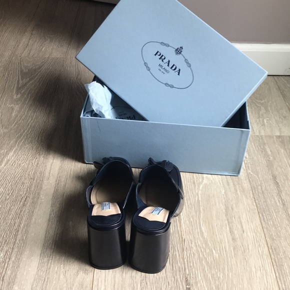 Prada Navy Blue 3” gelled backless loafer - Picture 3 of 7